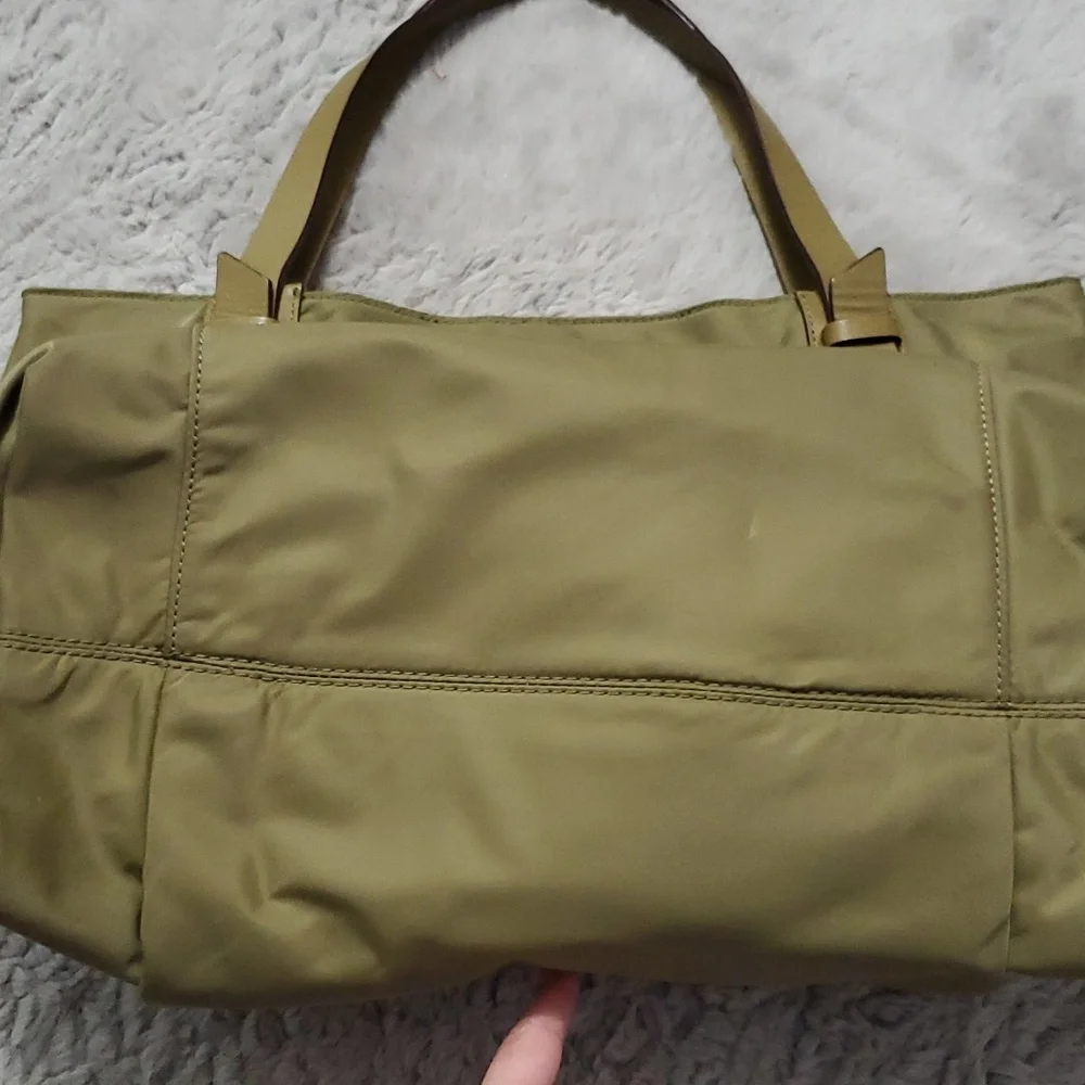 Henri Bendel olive green nylon tote bag